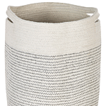Storage Basket Cotton Off White Braided Laundry Hamper Fabric Bin Beliani