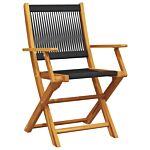 Vidaxl Folding Garden Chairs 6 Pcs Black Solid Wood Acacia