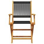 Vidaxl Folding Garden Chairs 6 Pcs Black Solid Wood Acacia