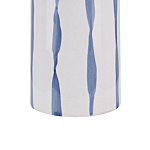 Flower Vase White With Blue Stoneware Striped Crackle Effect Weathered Vintage Style Beliani