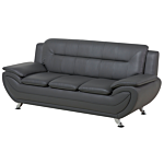 Living Room Set 3 Seater Sofa 2 Seater Armchair Grey Faux Leather Pillow Modern Beliani