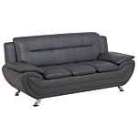 Living Room Set 3 Seater Sofa 2 Seater Armchair Grey Faux Leather Pillow Modern Beliani
