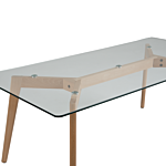 Coffee Table Transparent Glass Top Wooden Legs Rectangular Scandinavian Modern Beliani