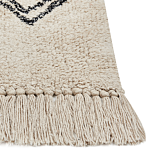 Area Rug Beige Cotton 160 X 230 Cm Rectangular With Tassels Geometric Pattern Boho Oriental Style Beliani