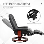 Homcom Manual Recliner Chair Armchair Sofa With Faux Leather Upholstered Wooden Base For Living Room Bedroom, Black