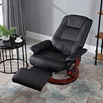 Homcom Manual Recliner Chair Armchair Sofa With Faux Leather Upholstered Wooden Base For Living Room Bedroom, Black