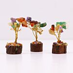 Mini Gemstone Tree On Wood Base - Multi Stones (15 Stones)