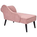 Chaise Lounge Pink Polyester Fabric Upholstery Black Wood Legs Right Hand Retro Design Beliani