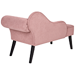 Chaise Lounge Pink Polyester Fabric Upholstery Black Wood Legs Right Hand Retro Design Beliani