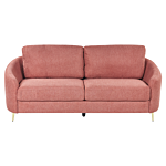 Sofa Pink Fabric Upholstery Gold Legs 3 Seater Couch Retro Beliani