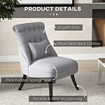 Homcom Fabric Single Sofa Dining Chair Tub Chair Upholstered W/ Pillow Solid Wood Leg Home Living Room Furniture Set Of 2 Grey