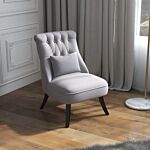 Homcom Fabric Single Sofa Dining Chair Tub Chair Upholstered W/ Pillow Solid Wood Leg Home Living Room Furniture Set Of 2 Grey