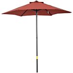 Outsunny 2m Patio Parasols Umbrellas, Outdoor Sun Shade With 6 Sturdy Ribs For Balcony, Bench, Garden, Wine Red