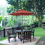 Outsunny 2m Patio Parasols Umbrellas, Outdoor Sun Shade With 6 Sturdy Ribs For Balcony, Bench, Garden, Wine Red