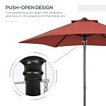 Outsunny 2m Patio Parasols Umbrellas, Outdoor Sun Shade With 6 Sturdy Ribs For Balcony, Bench, Garden, Wine Red