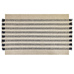 Area Rug Off-white And Black Wool 140 X 200 Cm Rectangular Hand Woven With Tassels Modern Design Beliani