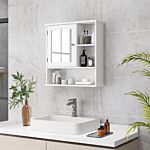 Kleankin Bathroom Cabinet, Wall Mount Storage Organizer With Mirror, Adjustable Shelf For Bathroom, Kitchen, Bedroom, White