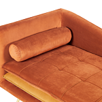 Chaise Lounge Orange Velvet Left Hand Tufted Buttoned Thickly Padded With Cushions Left Hand Living Room Furniture Beliani