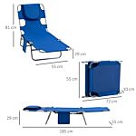 Outsunny 2 Pieces Foldable Sun Lounger W/ Reading Hole, Portable Sun Lounger W/ 5 Level Adjustable Backrest, Reclining Lounge Chair W/ Side