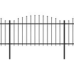 Vidaxl Garden Fence With Spear Top Steel (1.25-1.5)x6.8 M Black
