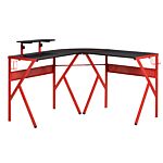 Homcom Gaming Desk L-shaped Corner Computer Table For Home Office Pc Workstations With Adjustable Monitor Stand , Red