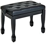 Homcom Pu Leather Upholstered Piano Stool, Height Adjustable Makeup Stool Bench Dressing Table Seat, Black