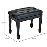 Homcom Pu Leather Upholstered Piano Stool, Height Adjustable Makeup Stool Bench Dressing Table Seat, Black