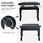 Homcom Pu Leather Upholstered Piano Stool, Height Adjustable Makeup Stool Bench Dressing Table Seat, Black
