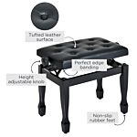 Homcom Pu Leather Upholstered Piano Stool, Height Adjustable Makeup Stool Bench Dressing Table Seat, Black