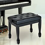 Homcom Pu Leather Upholstered Piano Stool, Height Adjustable Makeup Stool Bench Dressing Table Seat, Black