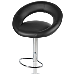 Set Of 2 Bar Stools Black Faux Leather Upholstery Footstool Swivel Gas Lift Adjustable Height Minimalist Beliani