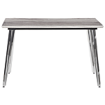 Dining Table Silver Legs Mdf Marble Effect Top Rectangular 120 X 70 Cm 4 Person Capacity Modern Design Beliani