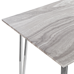 Dining Table Silver Legs Mdf Marble Effect Top Rectangular 120 X 70 Cm 4 Person Capacity Modern Design Beliani