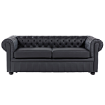 Chesterfield Living Room Set Black Leather Upholstery Dark Wood Legs 3 Seater Sofa + Armchair Contemporary Beliani