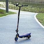 Homcom Foldable Electric Scooter, With Led Headlight, For Ages 7-14 Years - Blue