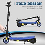 Homcom Foldable Electric Scooter, With Led Headlight, For Ages 7-14 Years - Blue