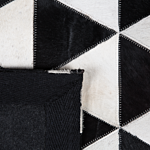Rug Black And White Leather 140 X 200 Cm Handcrafted Modern Beliani