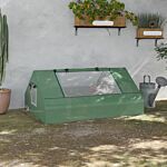 Outsunny Mini Greenhouse, Portable Garden Small Greenhouse With Zipped Windows And Door, 180 X 140 X 80cm, Dark Green