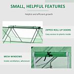 Outsunny Mini Greenhouse, Portable Garden Small Greenhouse With Zipped Windows And Door, 180 X 140 X 80cm, Dark Green