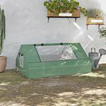 Outsunny Mini Greenhouse, Portable Garden Small Greenhouse With Zipped Windows And Door, 180 X 140 X 80cm, Dark Green