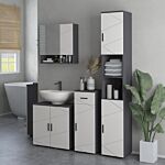 Kleankin 183cm Tall Bathroom Cabinet, Narrow Bathroom Storage Cabinet W/ Open Shelves, 2 Doors Cabinets, Adjustable Shelves, Grey