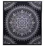 B&w Double Cotton Bedspread + Wall Hanging - Lotus Flower