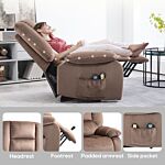 Homcom Electric Riser And Recliner Chair With Vibration Massage, Heat, Side Pocket, Brown