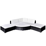 Vidaxl 6 Piece Garden Lounge Set With Cushions Poly Rattan Black