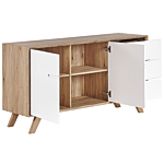 Sideboard White Light Wood 3 Drawers 2 Cabinets Modern Design Scandinavian Beliani
