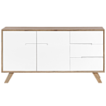 Sideboard White Light Wood 3 Drawers 2 Cabinets Modern Design Scandinavian Beliani