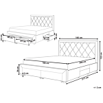 Storage Bed Beige Velvet Upholstery Eu King Size 6ft Tufted Tall Headboard Drawers Glam Design Beliani