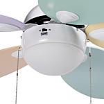 Ceiling Fan With Light Colourful For Kids With Pull Chain 4 Blades Speed Control Modern Design Beliani