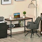 Homcom Computer Desk W/ Storage Shelf Adjustable Feet Metal Frame Home Office Laptop Study Writing Workstation Table Rustic Brown