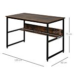 Homcom Computer Desk W/ Storage Shelf Adjustable Feet Metal Frame Home Office Laptop Study Writing Workstation Table Rustic Brown